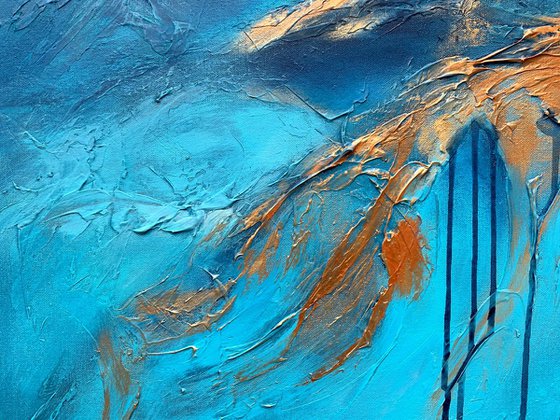 Blue Planet - XL LARGE,  TEXTURED ABSTRACT ART – EXPRESSIONS OF ENERGY AND LIGHT. READY TO HANG!