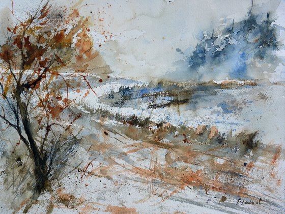 Winter path watercolor