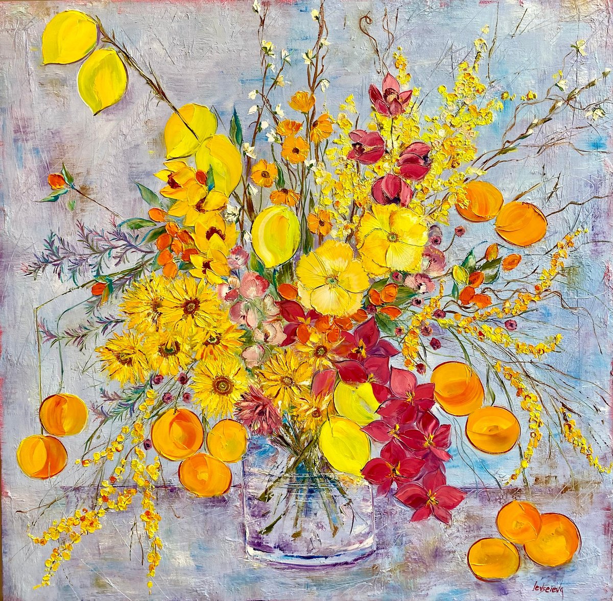 The Bouquet with lemons and tangerines by Oleksandra Ievseieva