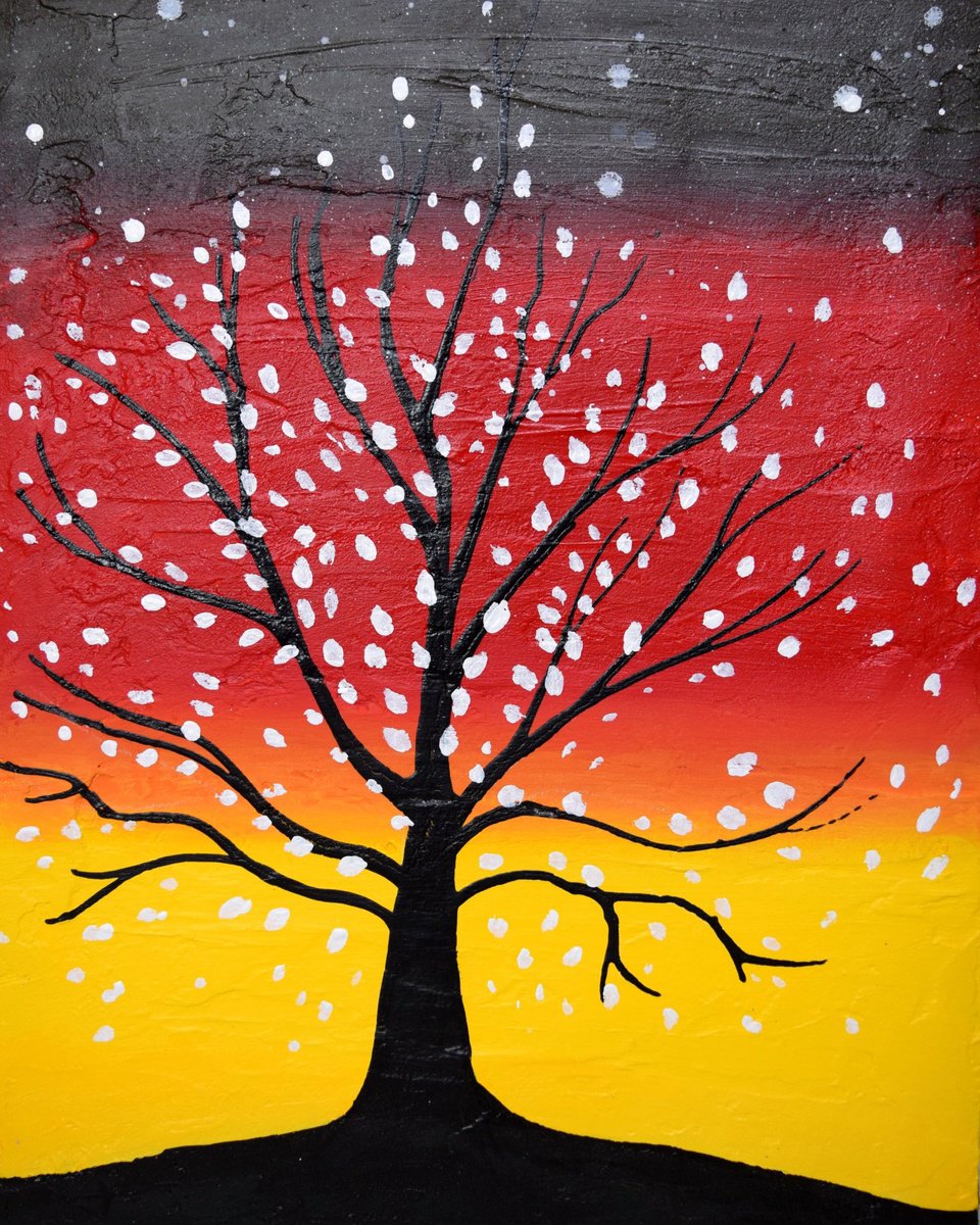 Abstract Landscape Acrylic Painting By Stuart Wright, 16 X 20", Cherry Blossom, Original Artwork