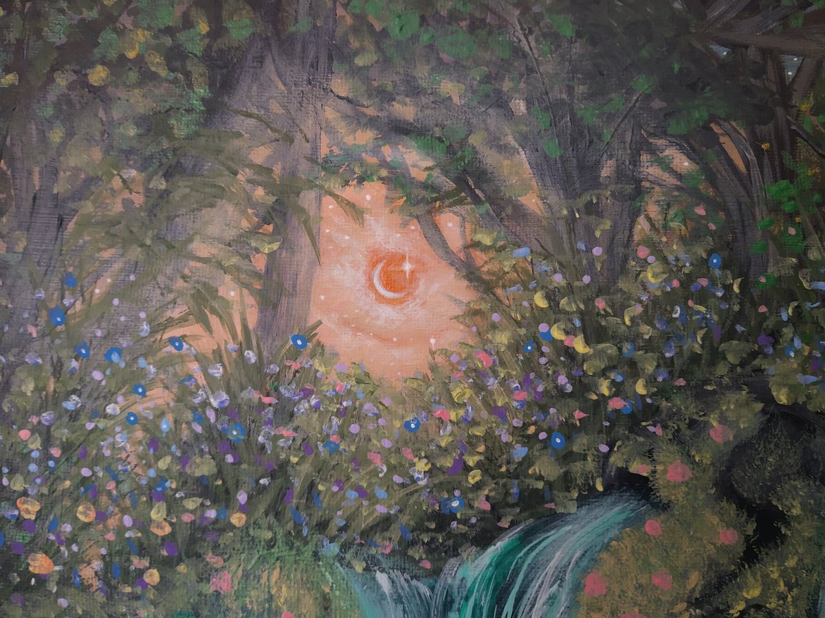 Surrealistic Landscape Acrylic Painting By Zoe Adams, 16 X 20", Reflections Of A Dream. By Zoe Adams, Original Artwork