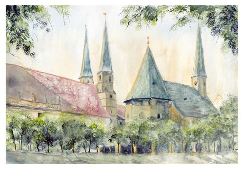Gnadenkapelle von Altötting (Chapel of Grace), watercolor v1 by Yulia Schuster