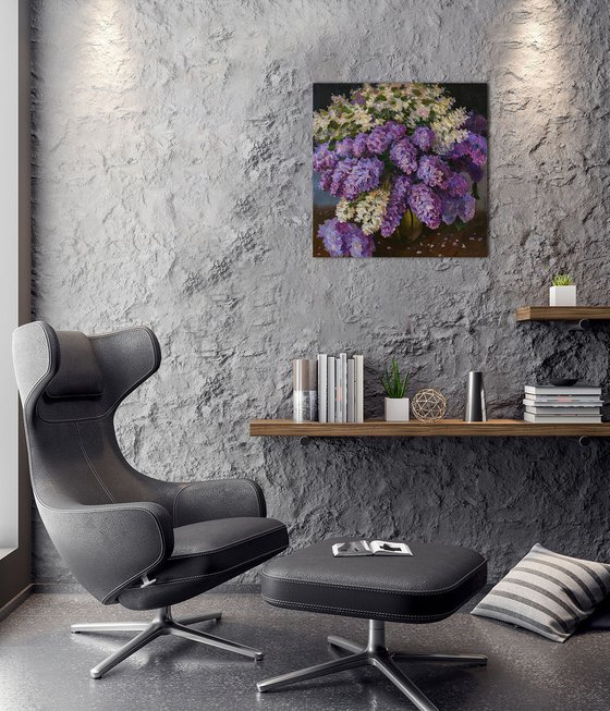 The Bouquet of Aromatic Lilacs - Lilacs painting