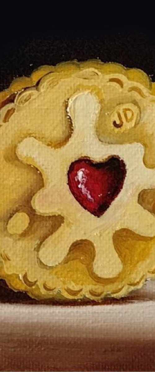 Little Jammie Dodger cookie still life by Jane Palmer Art