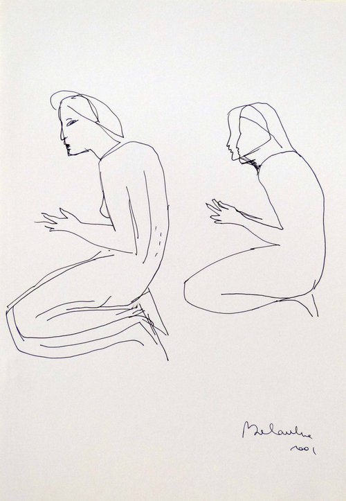 Sketch of a nude, 21x29 cm by Frederic Belaubre