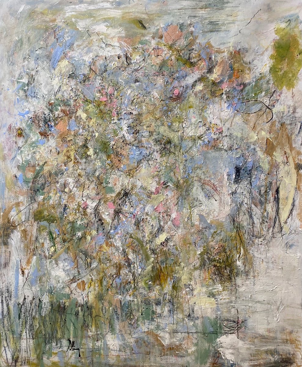 Organic Abstract Acrylic Painting By Lloyd Tabing, 39 X 47", Cherished Moments, Original Artwork