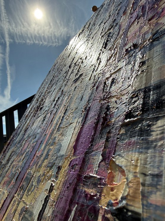 Purple forest in the fog