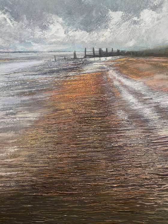 'East Beach Breaker II' Seaside, Seascape Impasto Oil Painting.