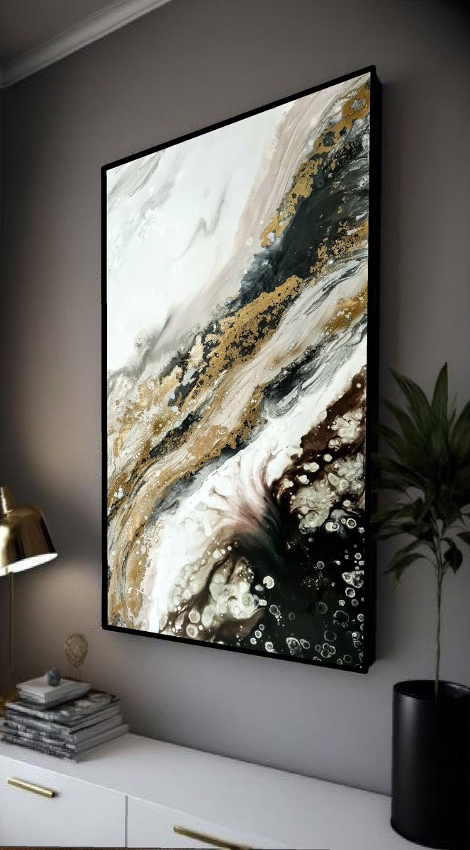 Abstract Acrylic Painting By Eleni Denart, 28 X 47, Argos, Original Artwork