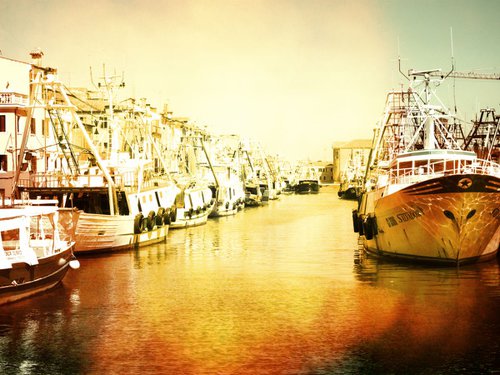 Venice sister town Chioggia in Italy - 60x80x4cm print on canvas 01066m2 READY to HANG by Kuebler