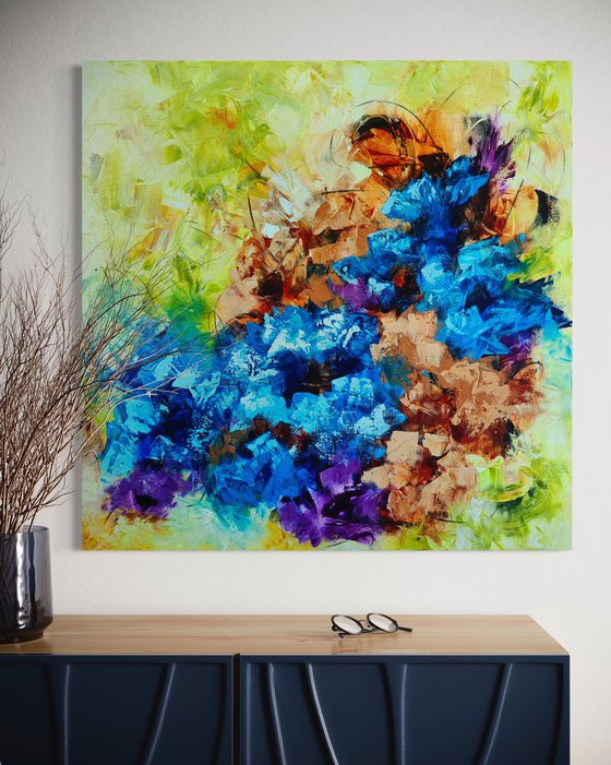 "Euphoria II" from "Colours of Summer" collection, abstract flower painting