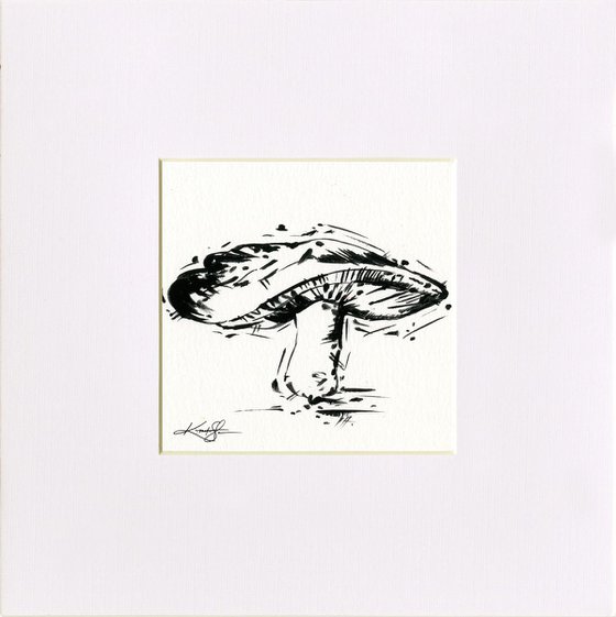 Mushroom - Small Minimalist Ink Illustration by Kathy Morton Stanion