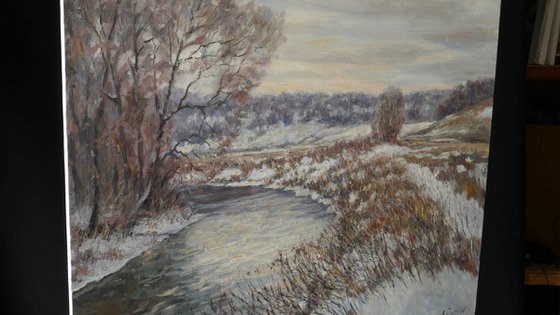 The Silver Day - sunny winter landscape painting
