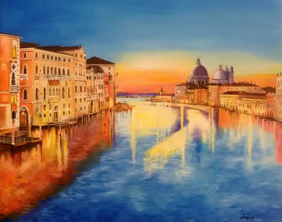 Venice-landscape- sunset -original  painting