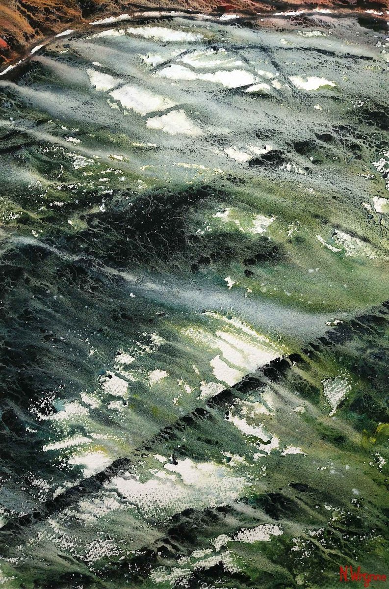 Abstract Landscape Watercolour By Neil Wrynne, 15 X 22", Awake Forever, Original Artwork