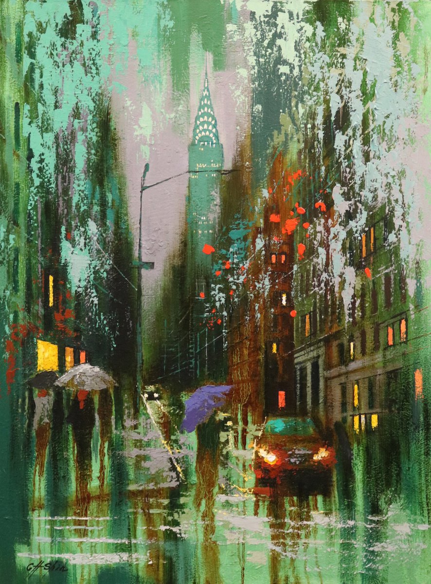Spring Rain in Lexington Avenue by Chin H Shin