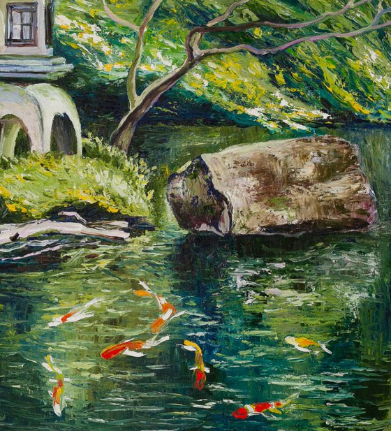 Koi Fish Pond FRAMED