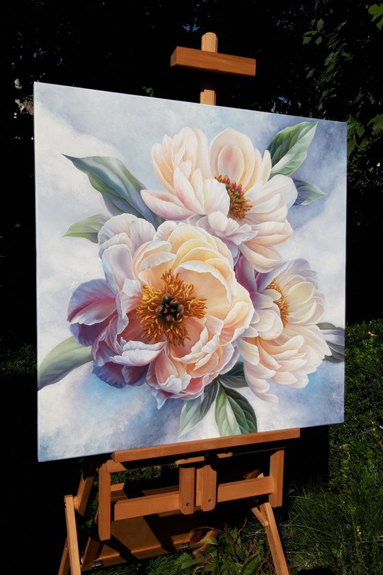 "Beauty of peonies", floral painting