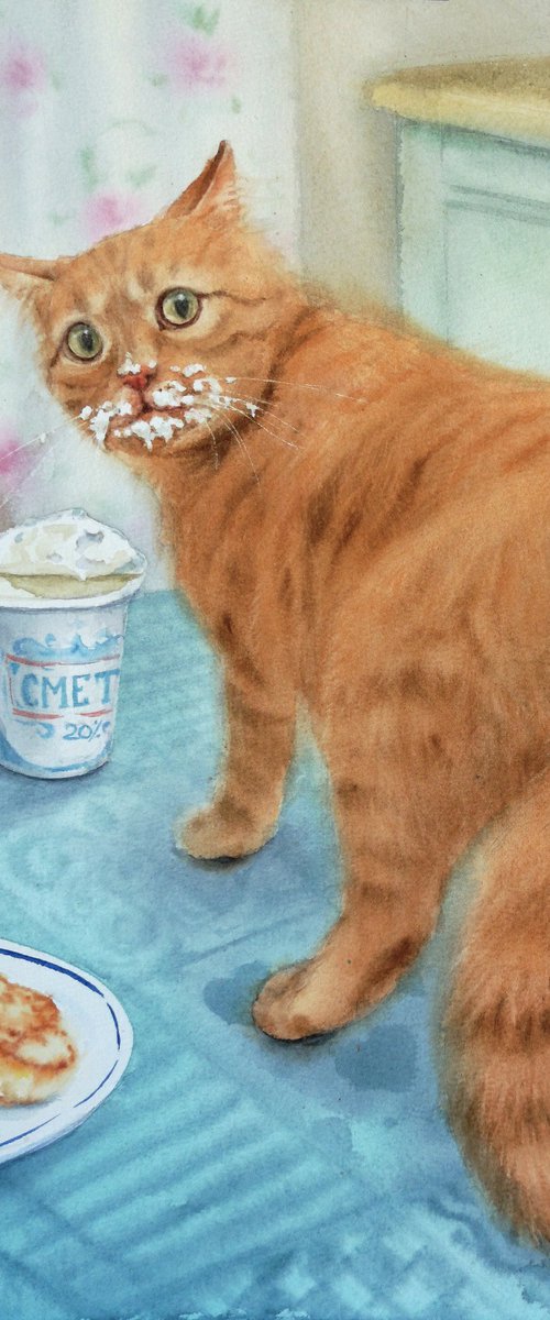 Caught Red-Pawed! by Olga Beliaeva Watercolour