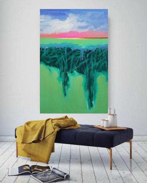 Seascape painting Deep water, 80×120 cm, original / Decor / Design / Modern by Larissa Uvarova