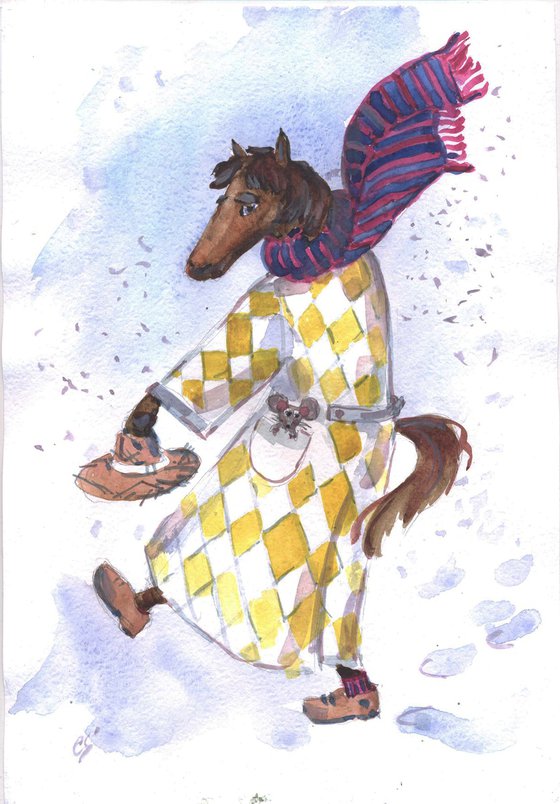 The horse in the coat
