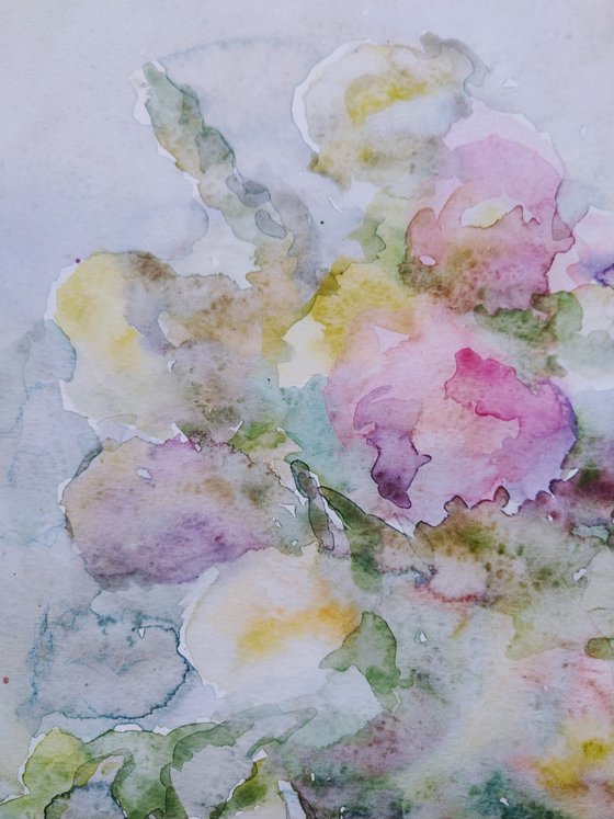 Abstract bouquet. Original watercolour painting.