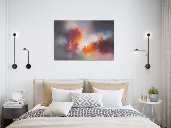 ORGANISED CHAOS V (Large abstract cloudscape/seascape oil painting 90 X 60cm)