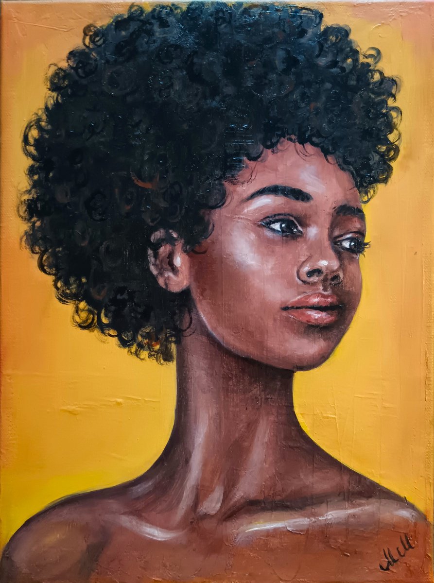 Impressionistic Portrait Oil Painting By Mateja Marinko, 12 X 16", Powerful African Woman, Original Artwork