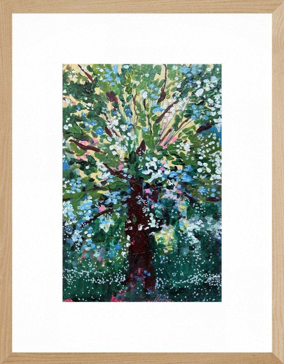 Expressive Landscape Painting By Gela Mikava, 13 X 17, The Spring, Original Artwork