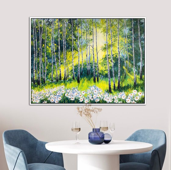 Birch Grove and Daisies