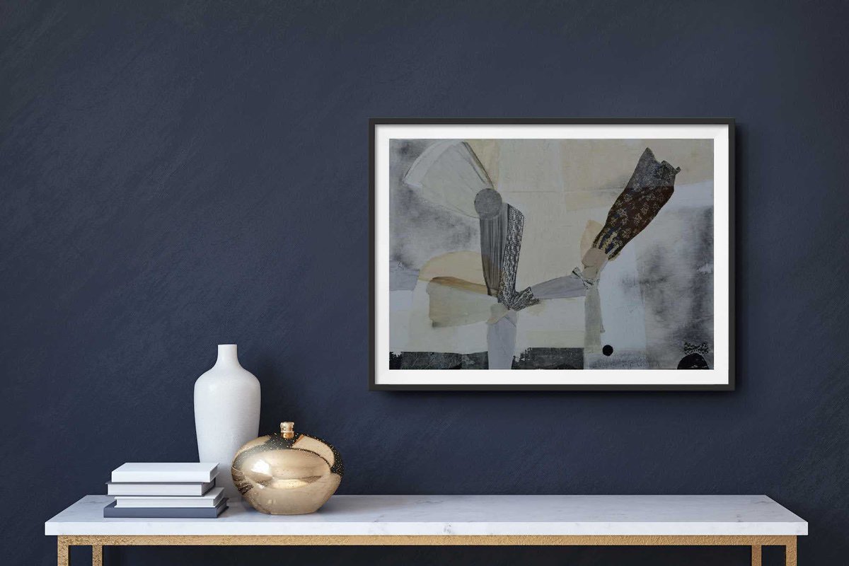 Abstract Collage By Trayana Panayotova, 28 X 20", Landscape From The Past Ii, Original Artwork