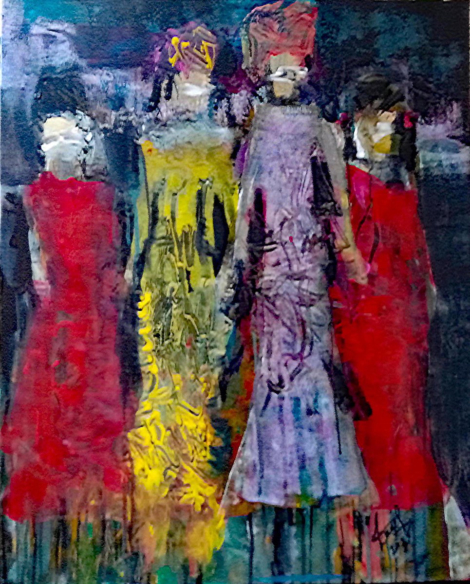 Expressive Portrait Acrylic Painting By Jacques Donneaud, 31 X 39, Carnevale Veneziano, Original Artwork