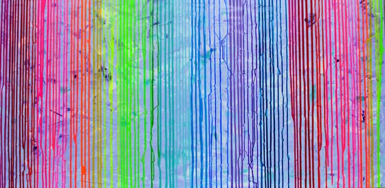 160x80x4 cm Melted Rainbow - XXXL Large Modern Abstract Big Painting,  Large Painting - Ready to Hang, Hotel and Restaurant Wall Decoration