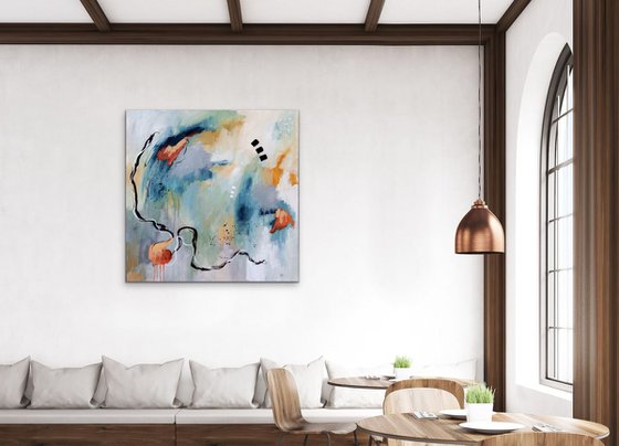 Learning to fly - Original large abstract painting - Ready to hang