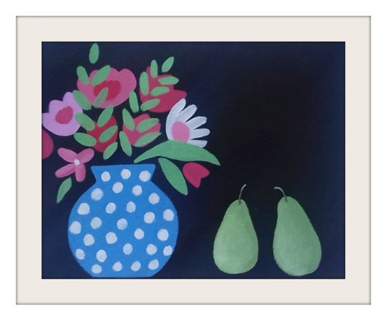 Flowers and 2 Pears