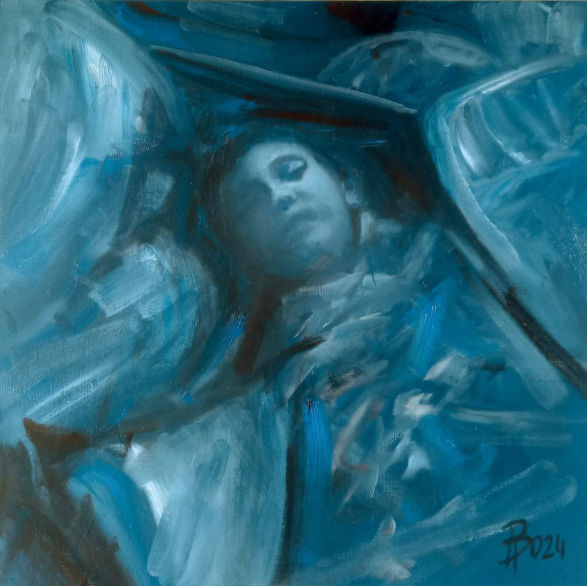 Expressive Portrait Oil Painting By Paolo Borile, 11 X 11", Dream #1, Original Artwork