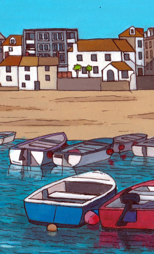 Boats by the pier, St Ives harbour by Tim Treagust
