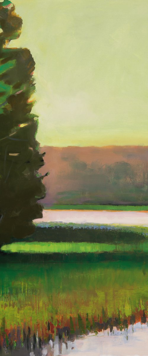 A green ray  30x30" 76x76cm Contemporary Art by Bo Kravchenko by Bo Kravchenko