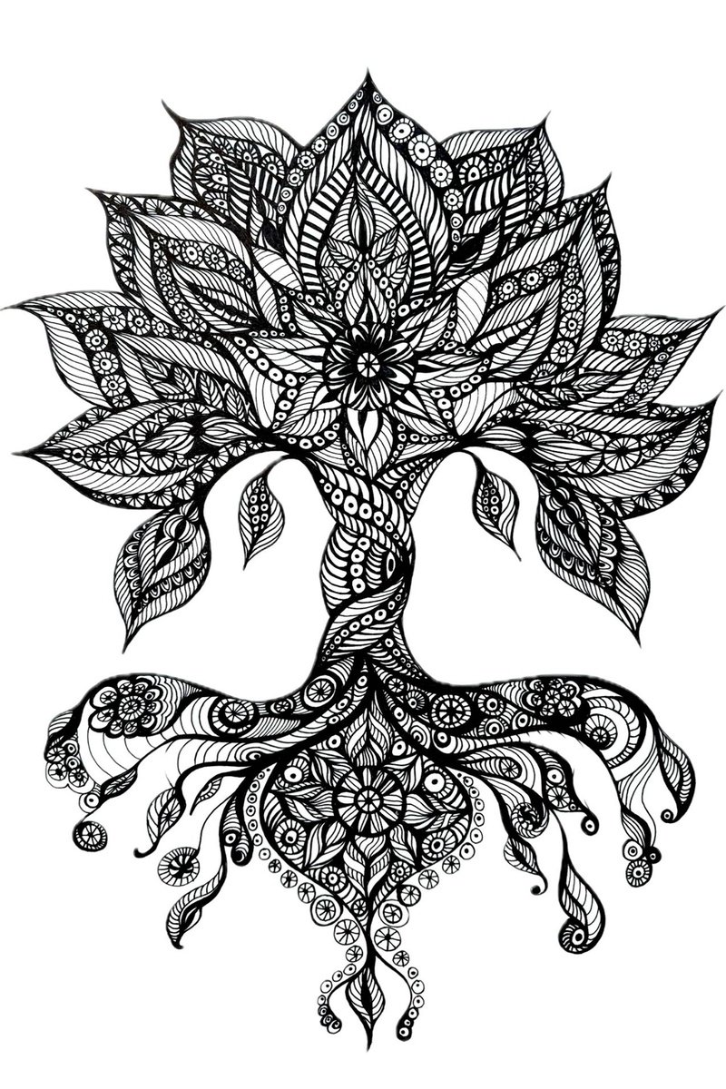 Illustrative Botanical Ink Drawing By Maria Tuzhilkina, 11 X 17", Tree Of Life, Original Artwork