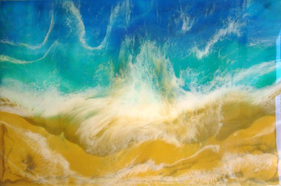 "Turquoise Sea"  Resin Large painting