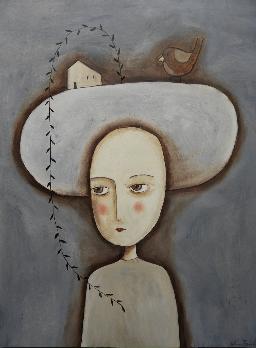 Illustrative Oil Painting , Thinking About Home By Silvia Beneforti, 12 X 17, Artwork For Sale On Artfinder