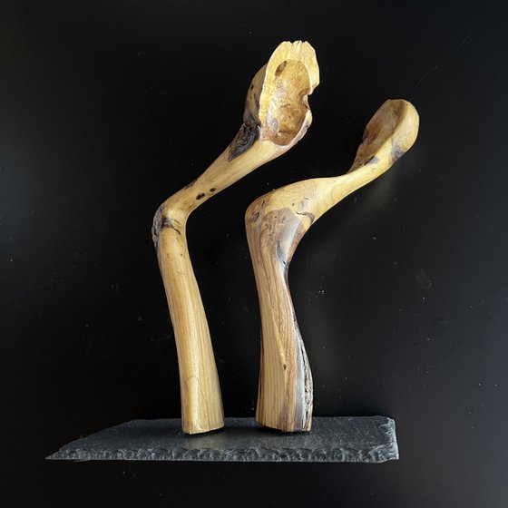 Pair of wooden spoon figures