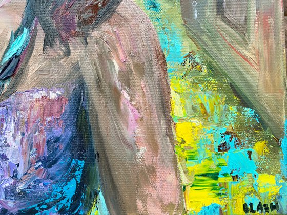 Tahitian Women, 40*50, impressions of Paul Gauguin, impressionistic oil portrait painting