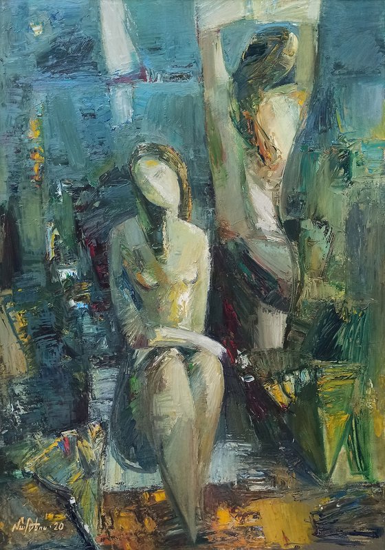 Figures 46x65cm ,oil/canvas, abstract portrait