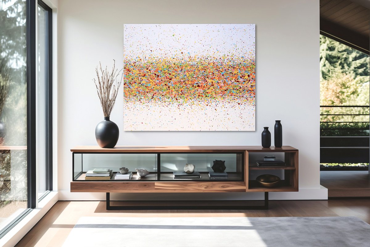 Abstract Acrylic Painting By Isabelle Pelletane, 39 X 32, Flow 2, Original Artwork