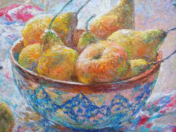 Still life with honey pears