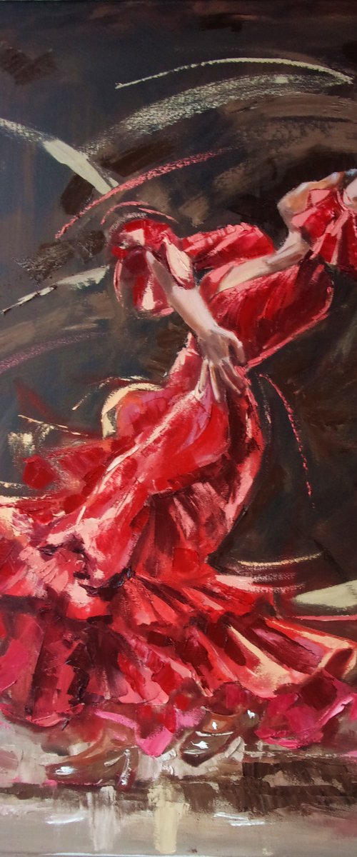 " FIRE DANCING FLAMENCO IN RED " by Monika Luniak