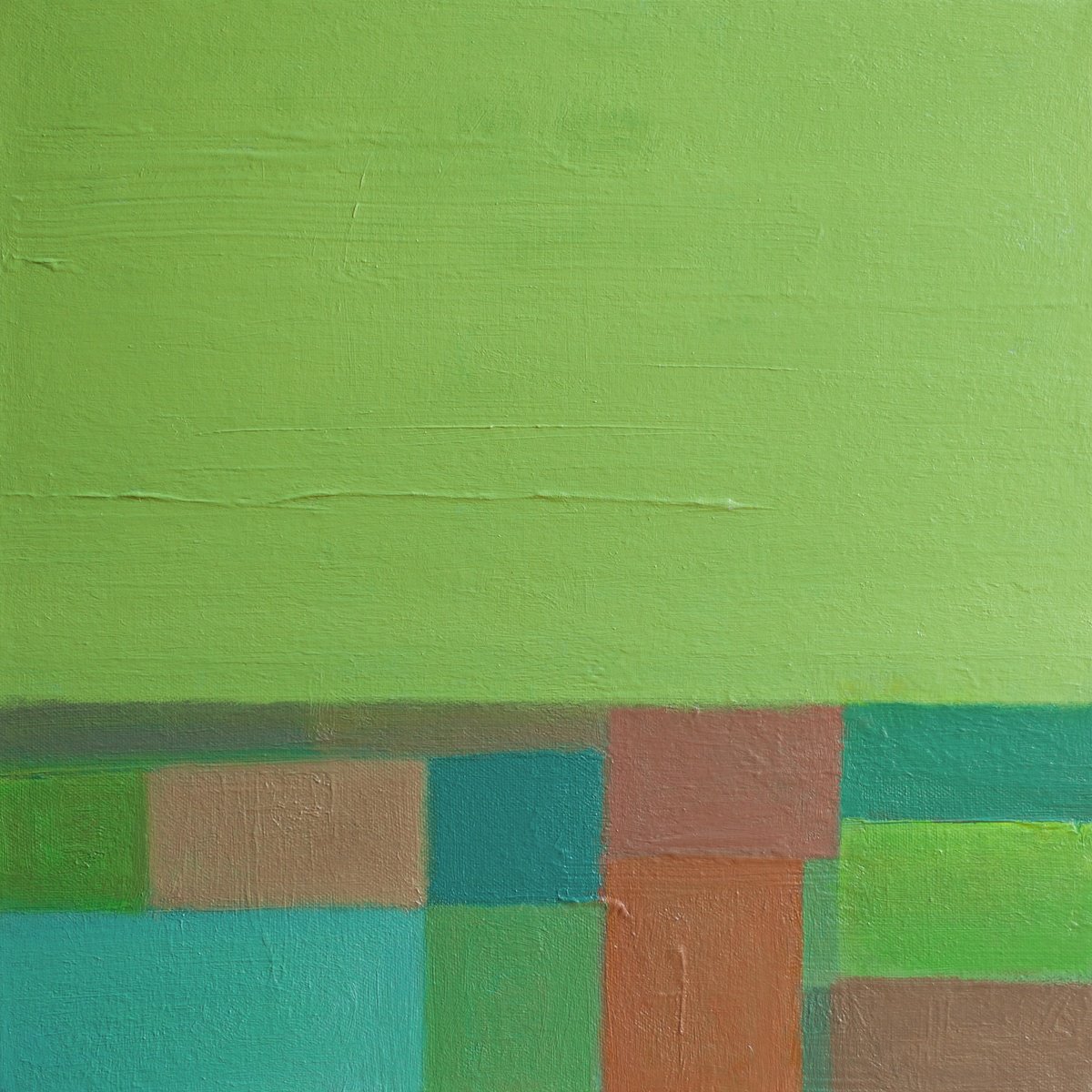 Abstract Landscape Oil Painting By Thomas Hjelm, 17 X 17", Escape To The Country, Original Artwork