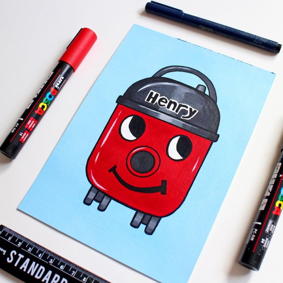 Henry Hoover Pop Art Painting on A5 Paper