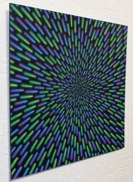 Particle green and purple